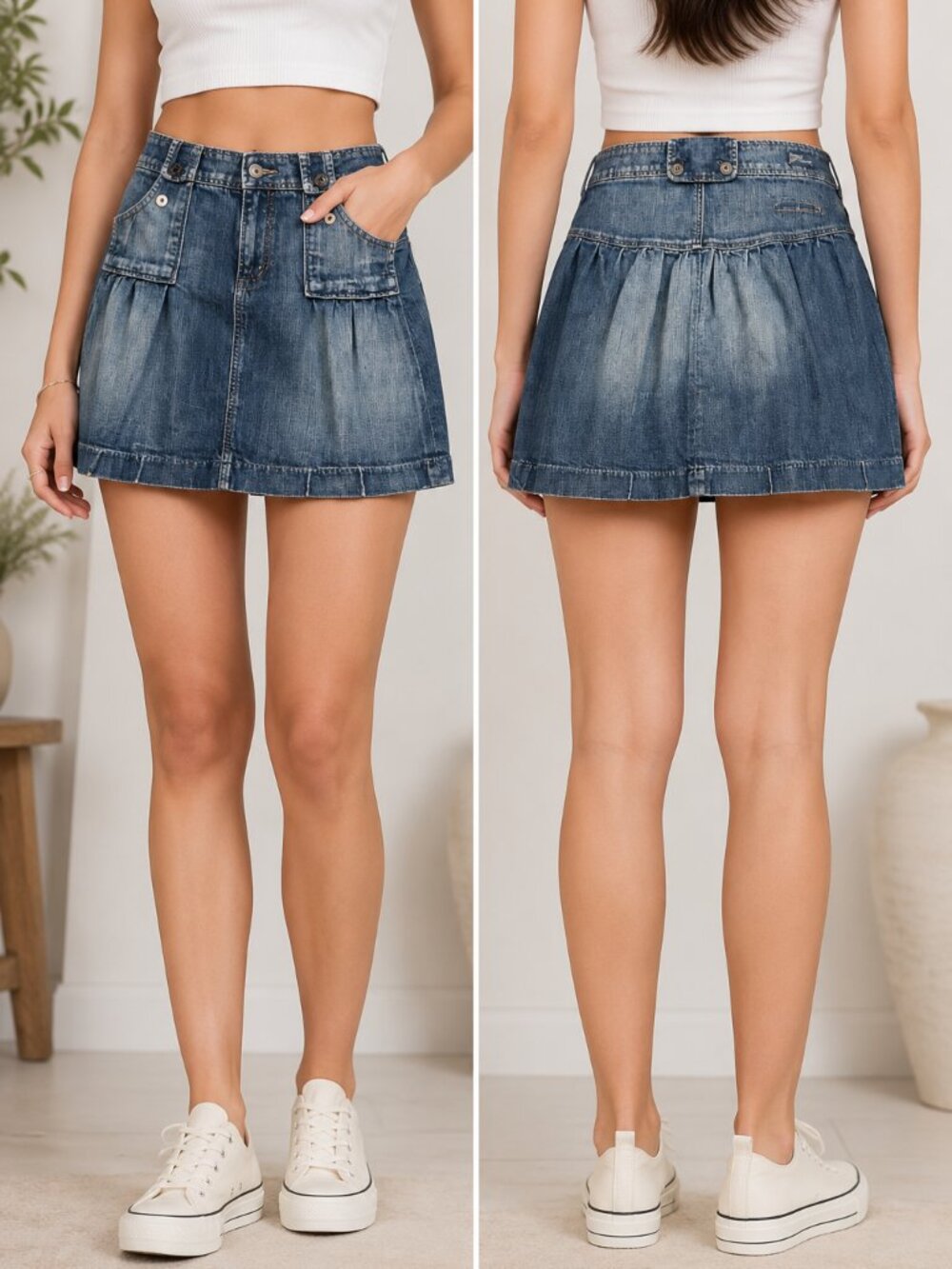 Citizens of Humanity Jerome Dahan Denim Mini Skirt Size 28 Cargo Pleated USA